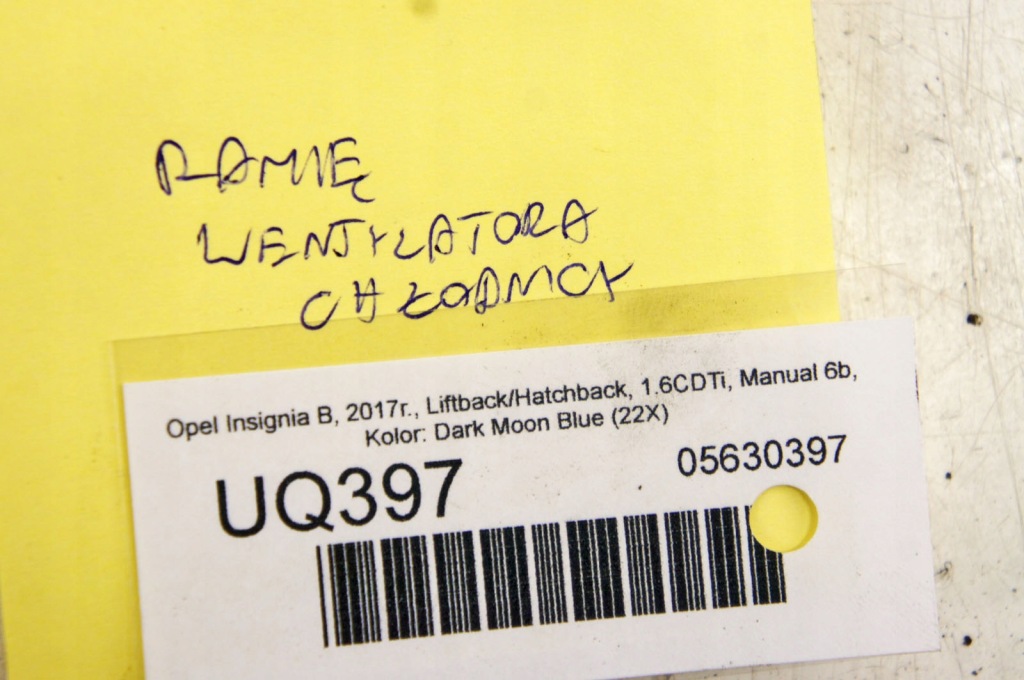 Uq397 opel insignia b 1.6cdti вентилятор вентилятора радиатора Недорого