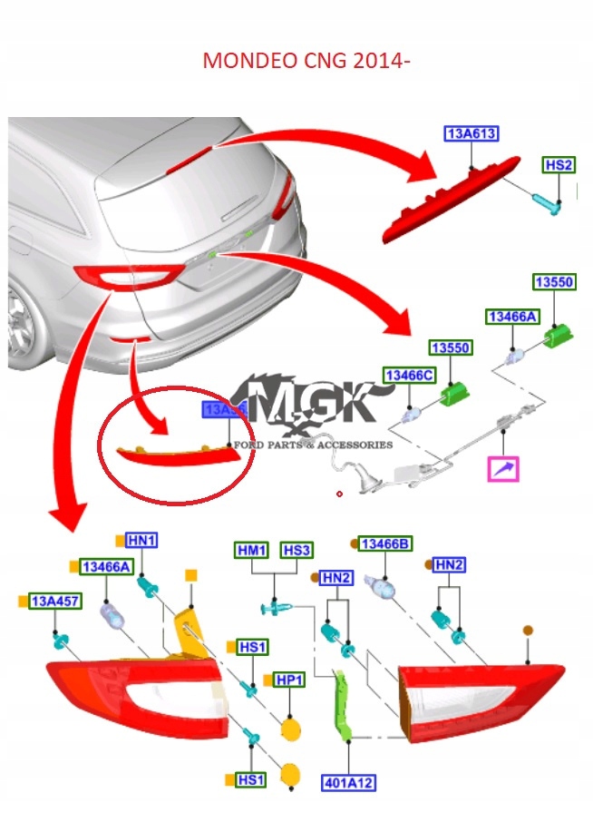 фото №12, Отражатель правый задняя ford mondeo mk5 2014- kombi