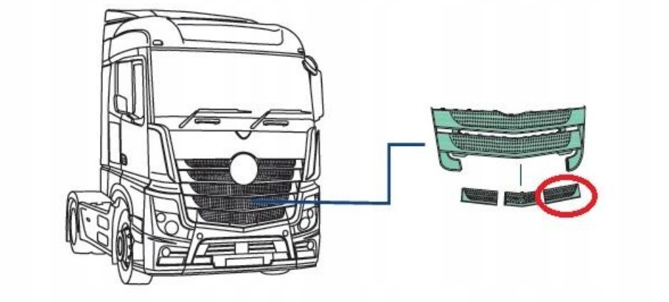 Решітка сітка нижня ліва mercedes actros mp4 Ціна