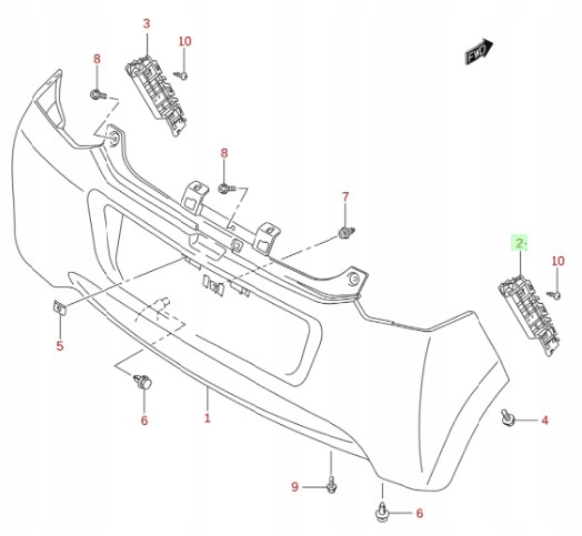 фото №10, Suzuki alto 09-14 направляющая бампера задняя правый
