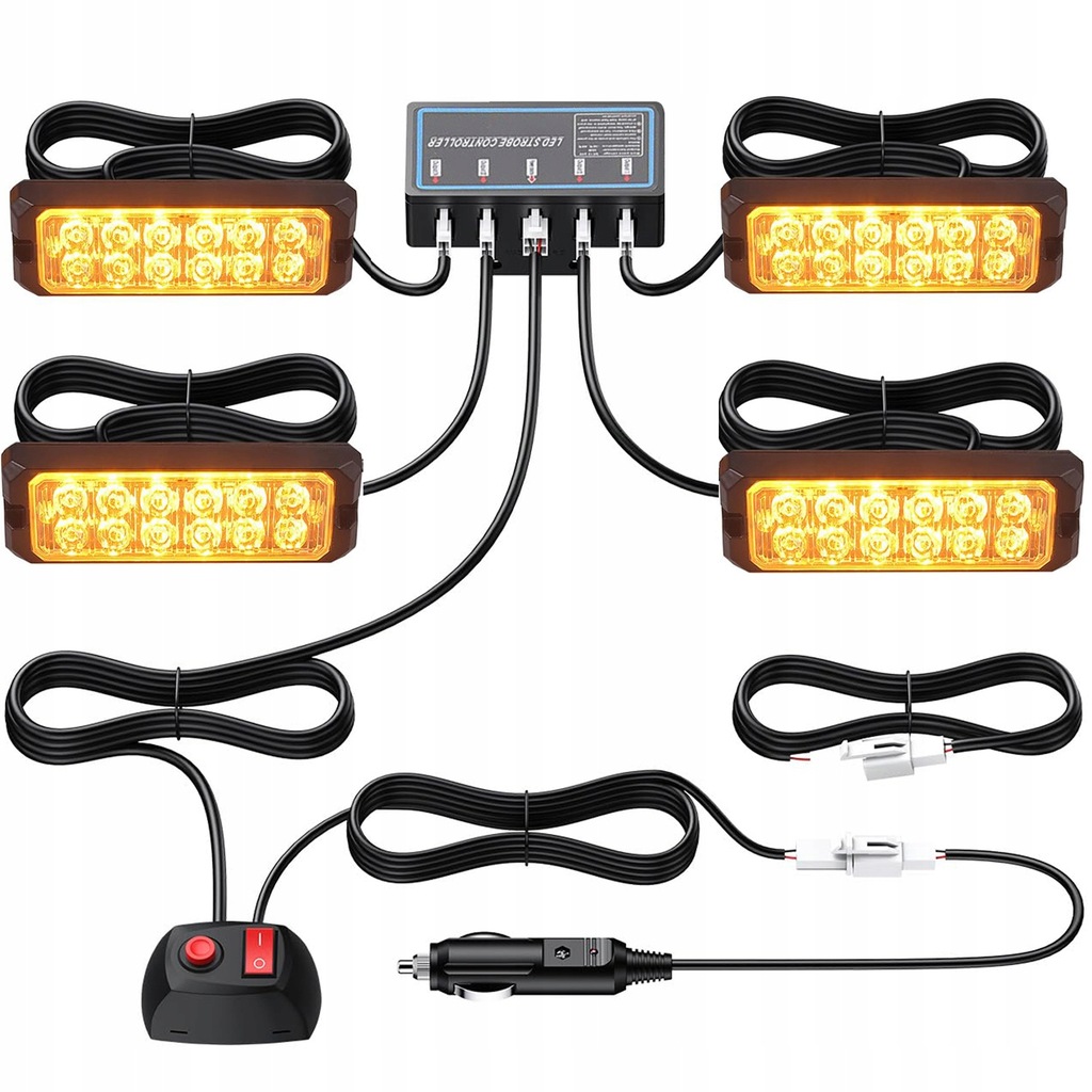 фото №1, Лампи попереджувальні led евакуатор pomoc stroboskopy kogut do решітка pomaraćzowe