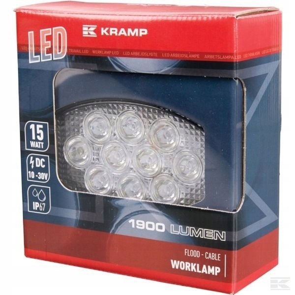 фото №1, Лампа противотуманная фара рабочий led овальная 15w 1900 lm kramp