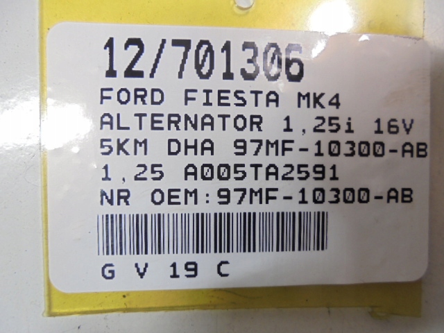 Ford fiesta mk4 генератор 97mf-10300-ab 1,25 a005ta2591 Зі Шроту