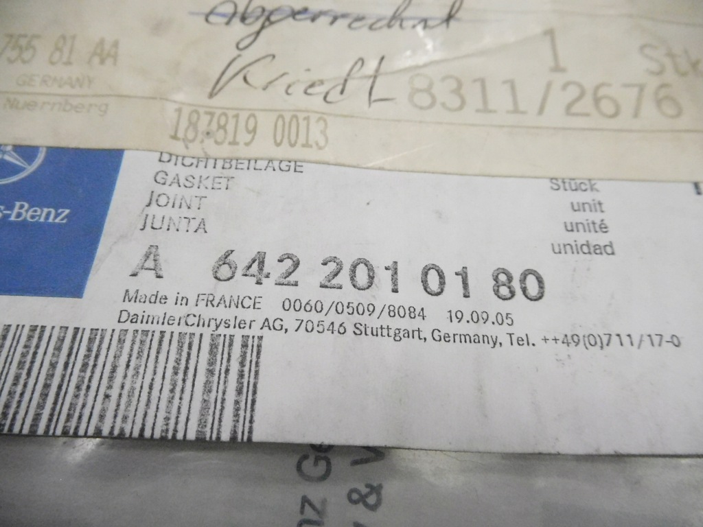 Прокладка, насос воды mopar / mercedes-benz 5175581aa с Разборки