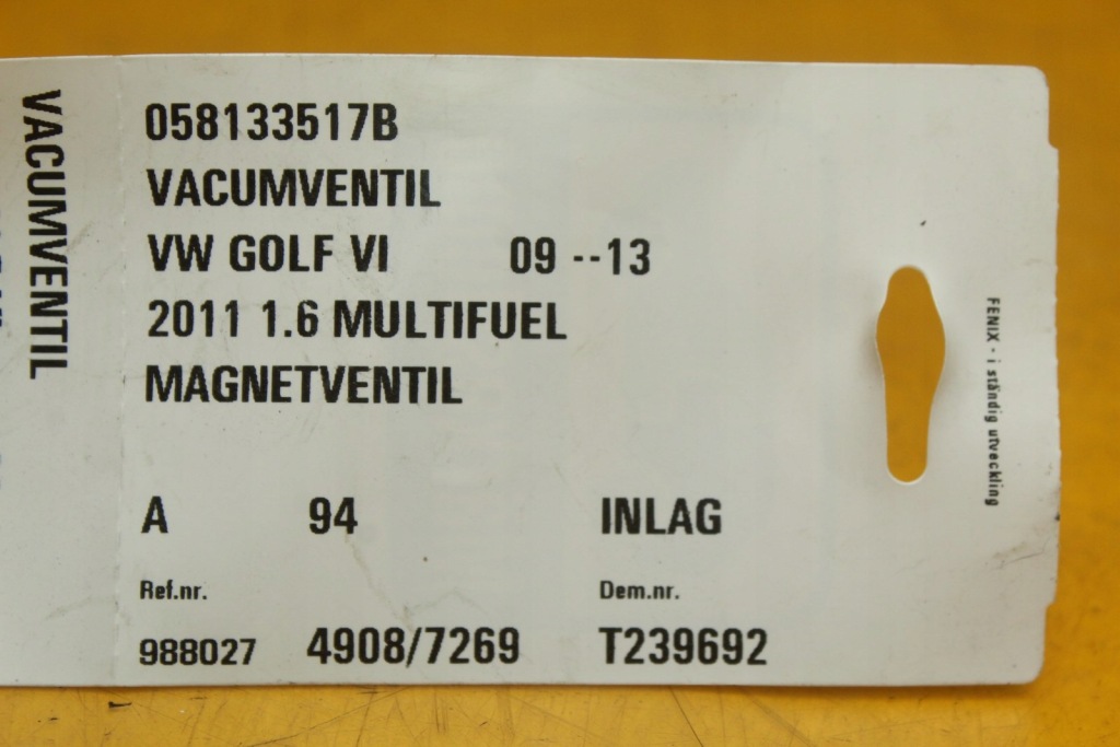 Клапан вентиляционный топлива vw golf vi 058133517b с Разборки