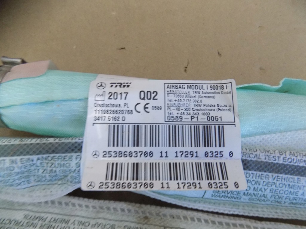 фото №8, Mercedes glc suv x253 w253 подушка безпеки шторка безпеки ліва 2538603700 a2538603700 0rg.