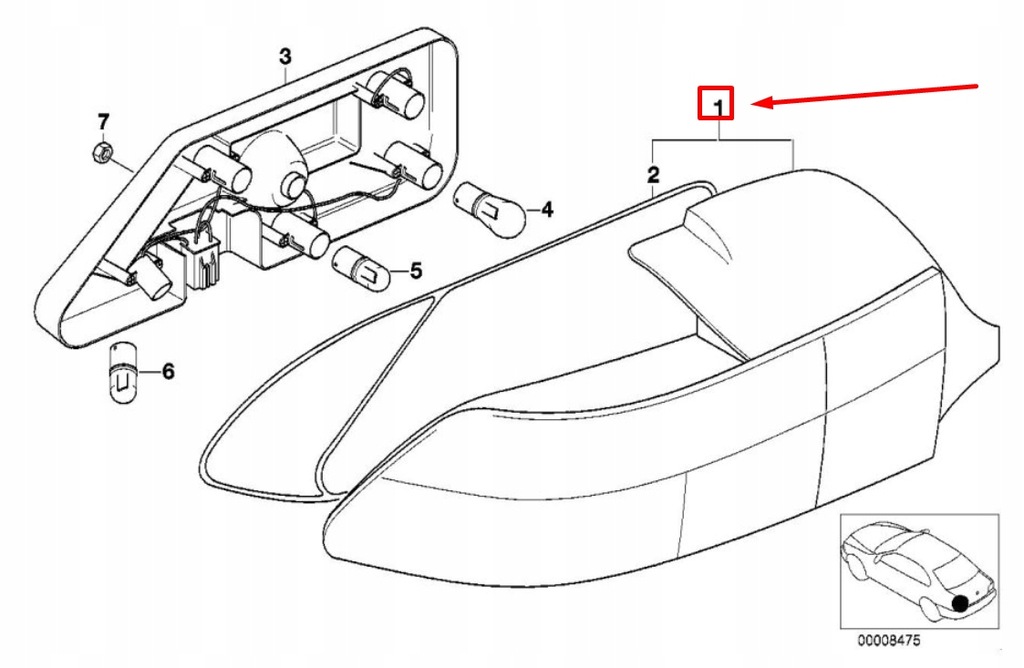 фото №7, Bmw z3 roadster e36 rear правый задний фонарь 63212695040 2695040