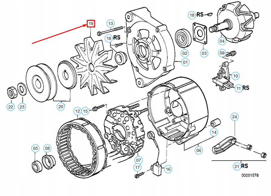 Bmw 3 e30 вентилятор генератора 12311735306 оригінальний Зі Шроту