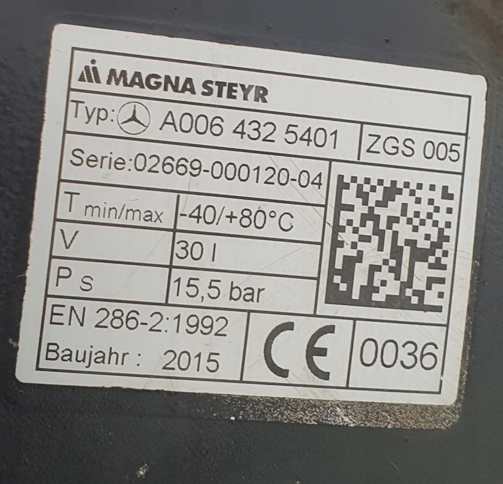 фото №6, Бак баллон воздуха mercedes actros mp4 a0064325401