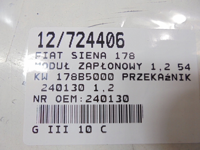 Fiat siena модуль запалювання реле 240130 1,2 Зі Шроту
