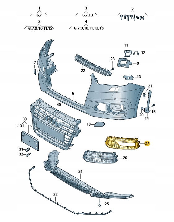 Купить Решётка бампера перед левая audi a1 оригинал aso