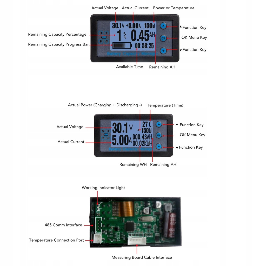 фото №8, Монітор акумулятора bluetooth з napięciem bocznikowym, pojemność струму, вимірювач