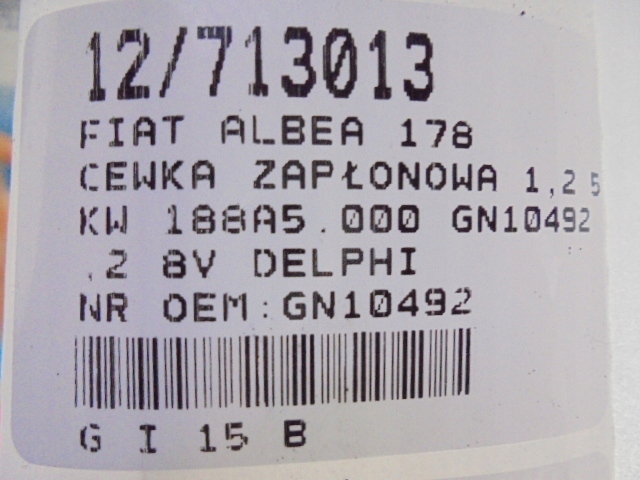 Fiat albea катушка зажигания gn10492 1,2 8v с Разборки