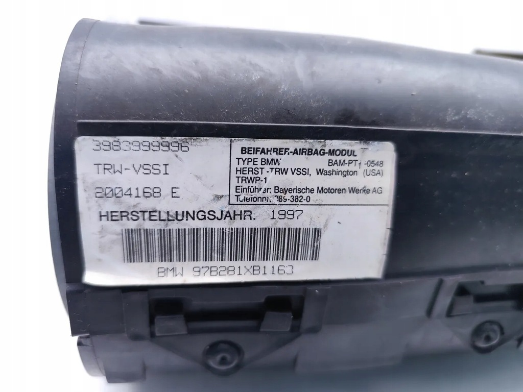 фото №7, Bmw z3 подушка воздушная подушка безопасности пассажира 1997 convertible 2/3dr 95-99