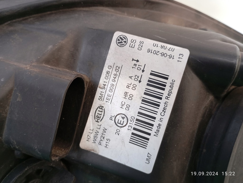 фото №12, Лампа правый перед vw golf 5 v plus 5m1941006g