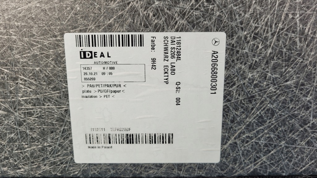 фото №6, Mercedes w206 c220 21r пол обшивка багажника a2066800301