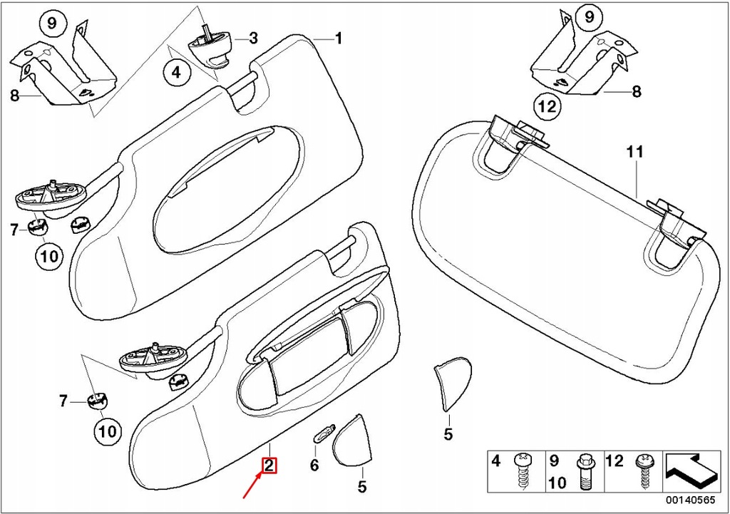 фото №1, Mini cooper r50, r53 left сторона sun козырёк 51167135963 7135963