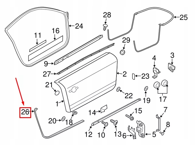 фото №9, Audi tt roadster 8j left outer door уплотнитель 8j0837717a oem