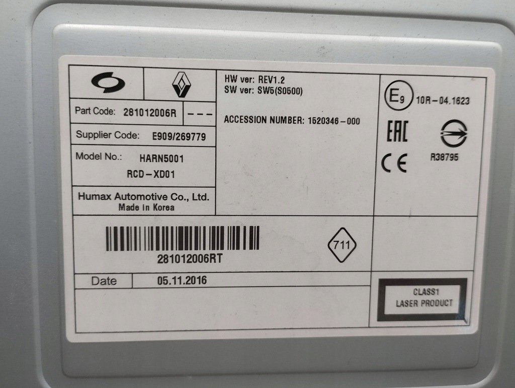 фото №6, Renault talisman панель / радиопроигрыватель cd/dvd/gps 281012006r