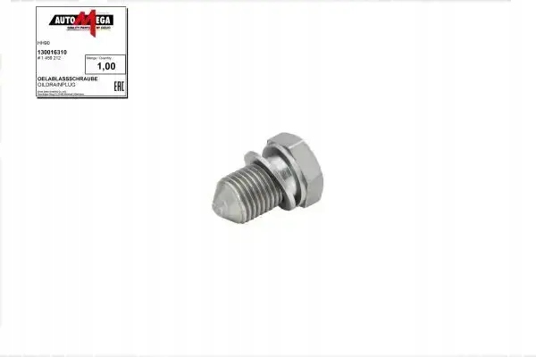 фото №1, Болт зливу картера масляний 130016310 automega