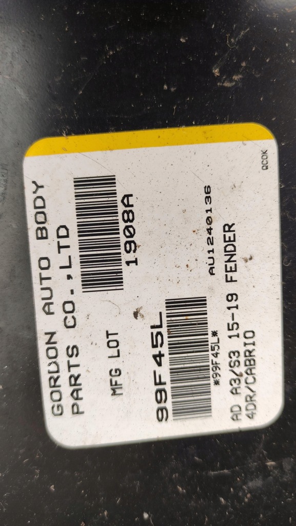 фото №8, Audi a3 s3 8v sedan крыло левый перед