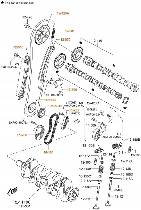 фото №15, Ланцюг розподільного валу mazda 3/ 6/ cx-5 2.2d 12- оригінал mazda sh0212201