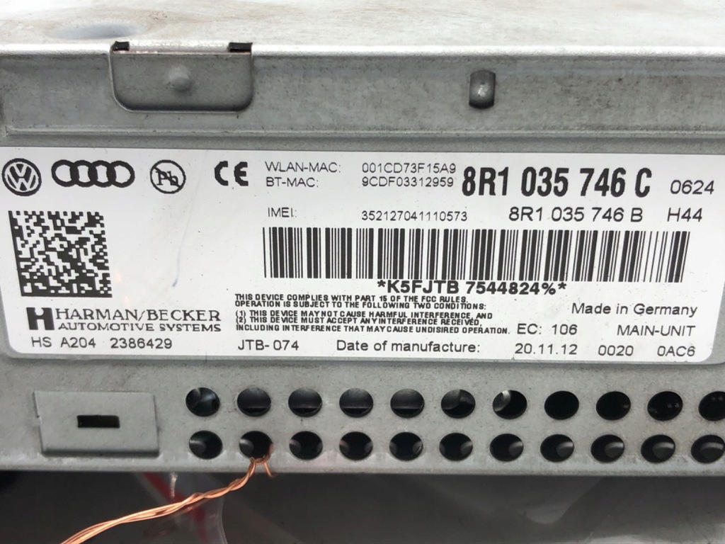 фото №6, Радио audi a4 b8 8r1035746c 07-15 тюнер
