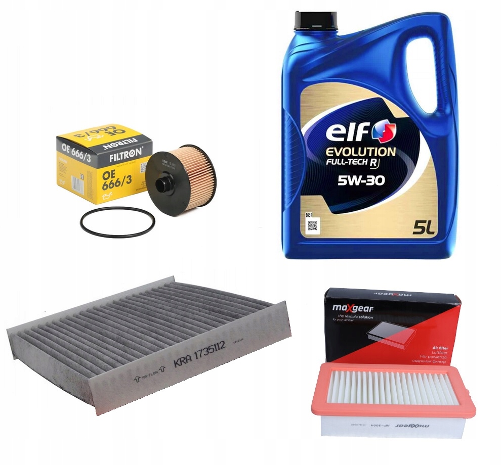 фото №1, Фильтры 3szt + масло elf r 5w30 rn17 renault captur ii clio v 1.0 tce