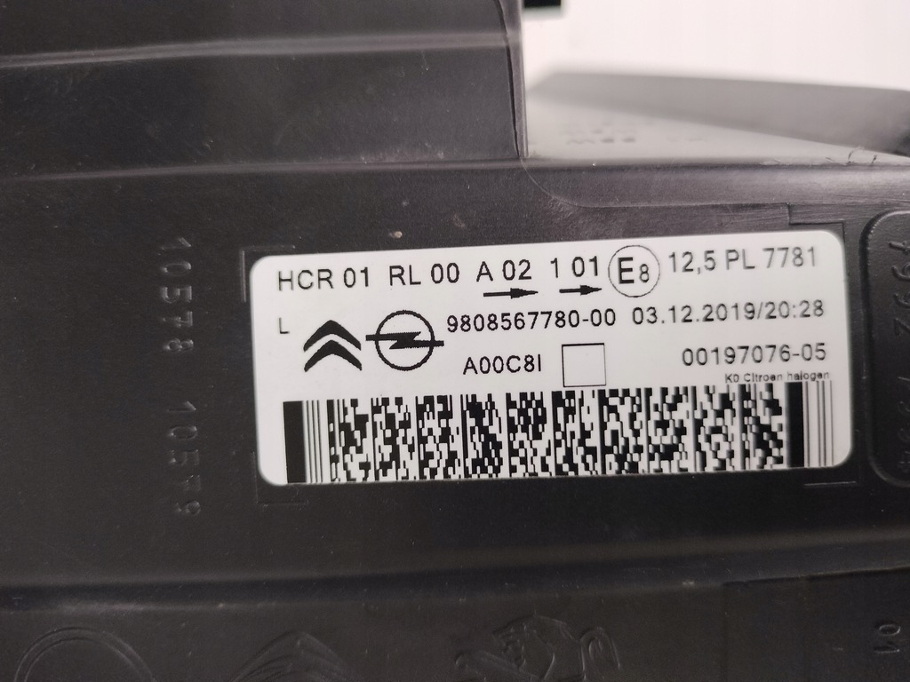 фото №11, Лампа ліва фара citroen jumpy 16- opel vivaro c 19-