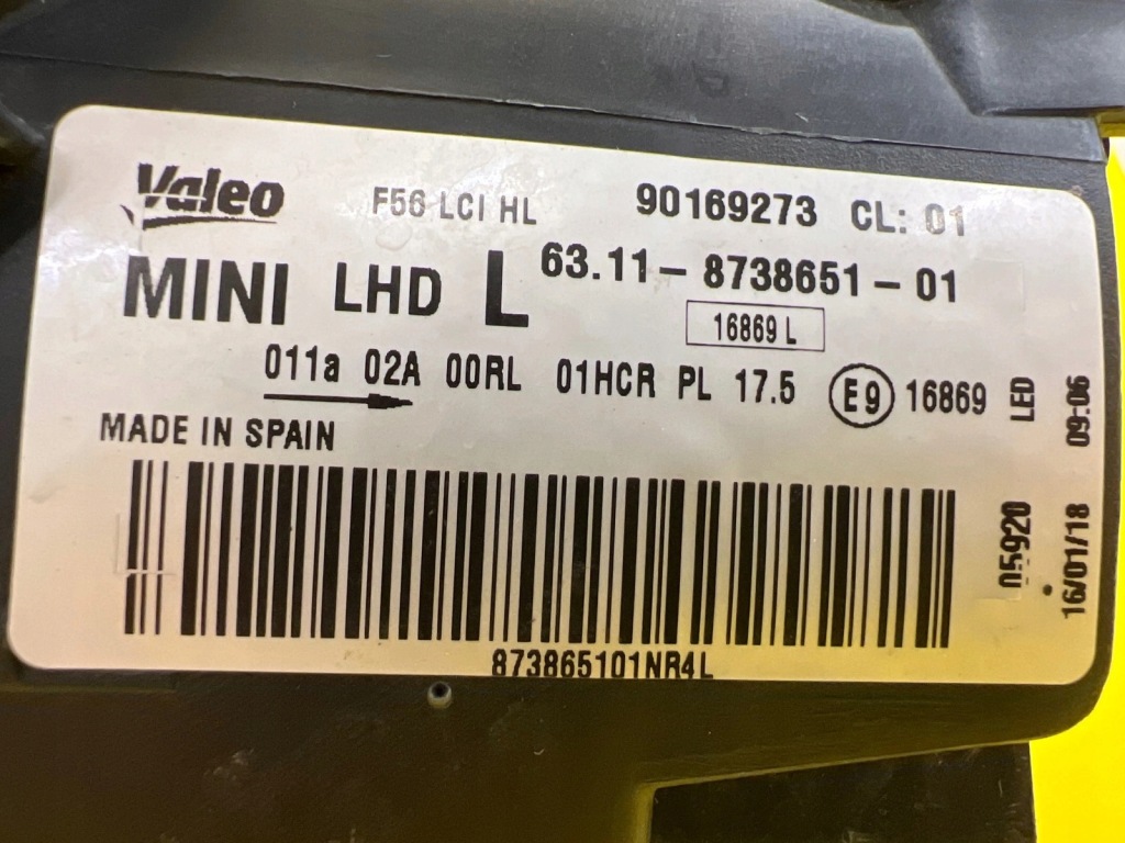 Фара левая mini cooper f56 f57 рестайлинг  full led 8738651-01 Цена