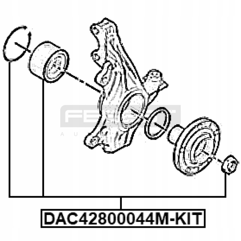 Підшипник ступиця передні febest dac42800044m-kit Оригінал