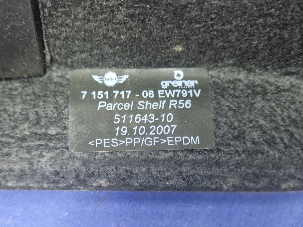 фото №7, Mini cooper one ii r56 оригінальна полиця багажника 7151717 511643-10