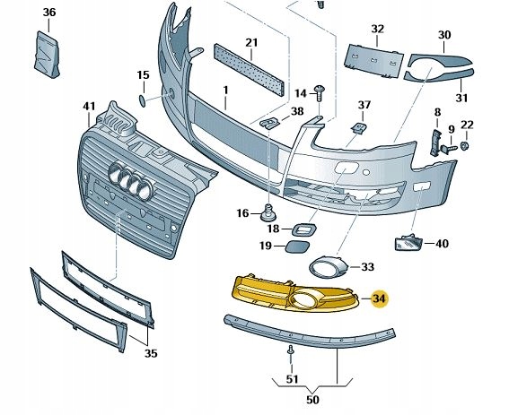 фото №14, Решітка ґрати бампера комплект перед передні czarna audi a4 b7 2005-2009