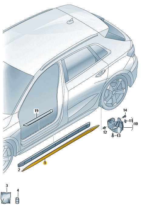 фото №1, Молдинг поріг права audi a3 8y aso оригінал