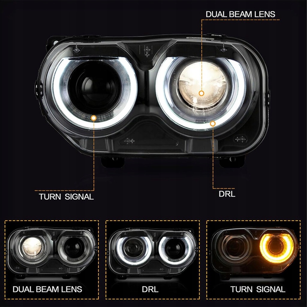 фото №9, Dodge challenger 2015-2023 лампа ксенон led лівий + правий повний