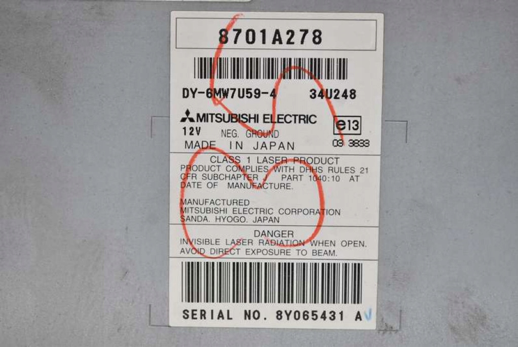 фото №10, Радио радиопроигрыватель дисплей 8701a278 cd mp3 mitsubishi lancer 8 viii