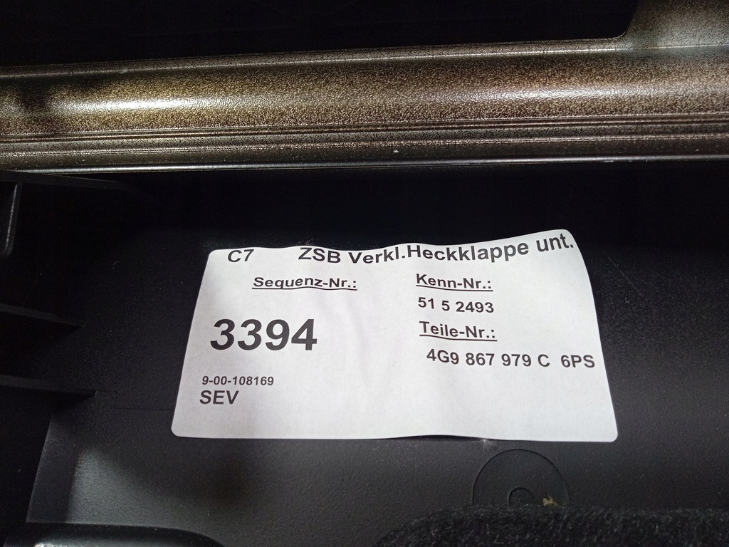 фото №4, A6 c7 avant обивка крышки багажника 4g9867979c