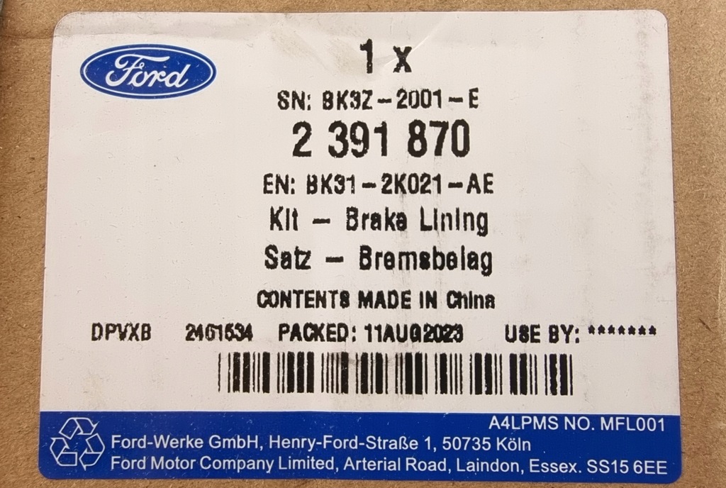 фото №9, Тормозные колодки тормозные перед ford custom / transit 2014-