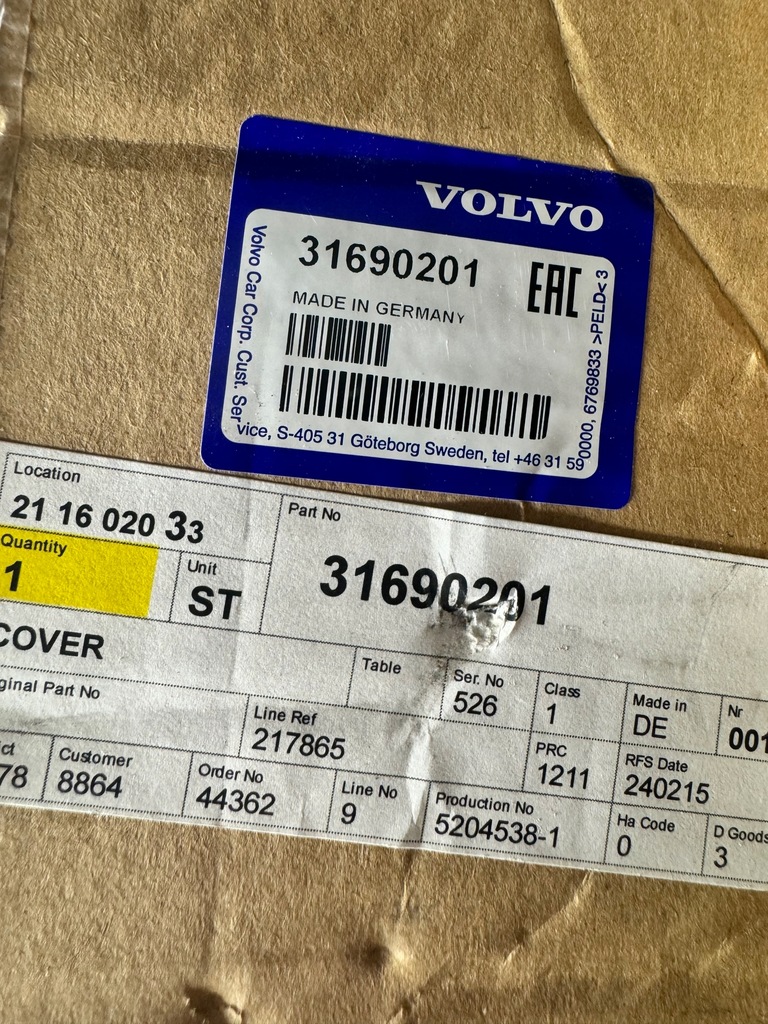 фото №7, Жалюзи шторка воздуховод воздуха volvo s90 v90 ii 31690201 nowa