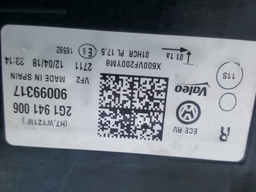 фото №6, Vw polo vi 2g1941006 лампа правая передняя