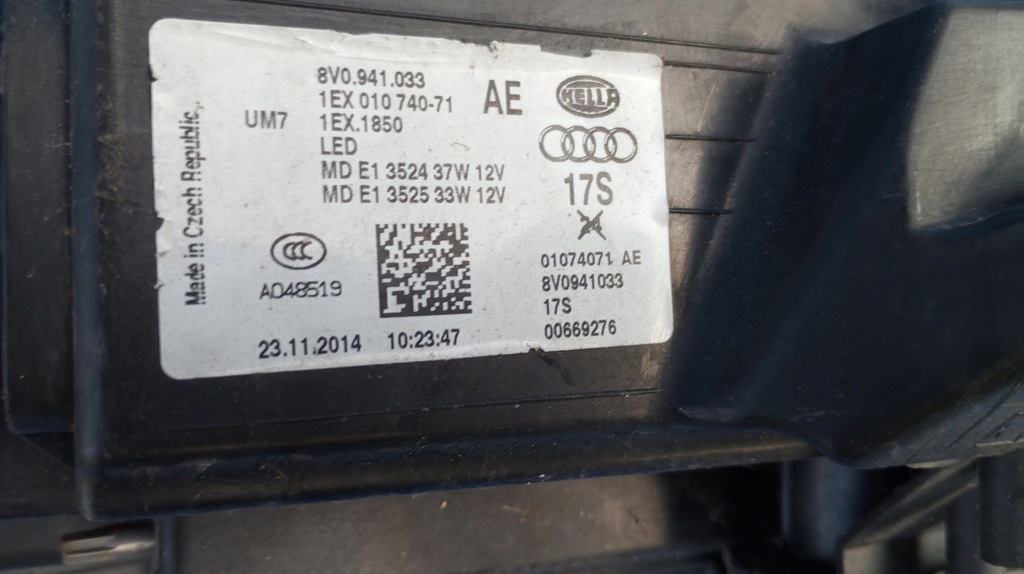 фото №14, Лампа фара левый перед eu full led audi a3 8v0 s3 rs3 2013-