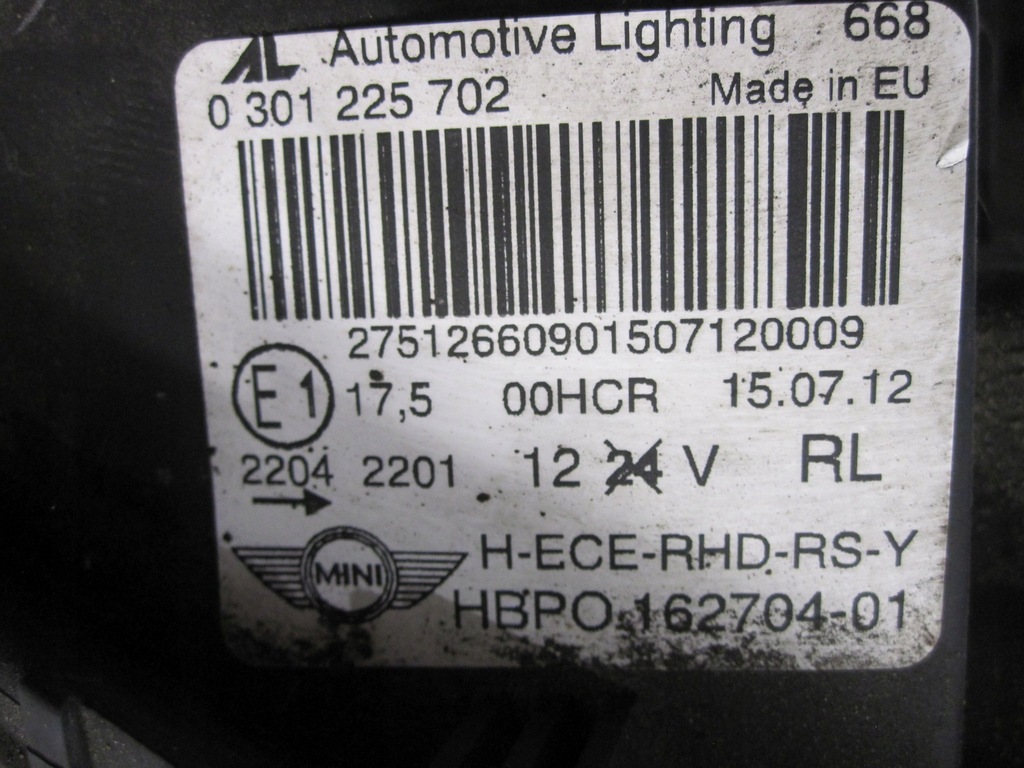 фото №6, Mini cooper ii r56 12r лампа права перед 0301225702 anglik