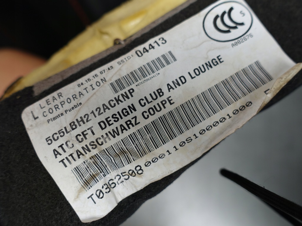 Vw beetle 5c coupe club lounge сиденья заднее сиденье обивка комплект воздуховод Оригинал