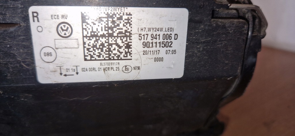 фото №12, Лампа правая vw golf vii sportsvan h7 led 517 517941006d eu.