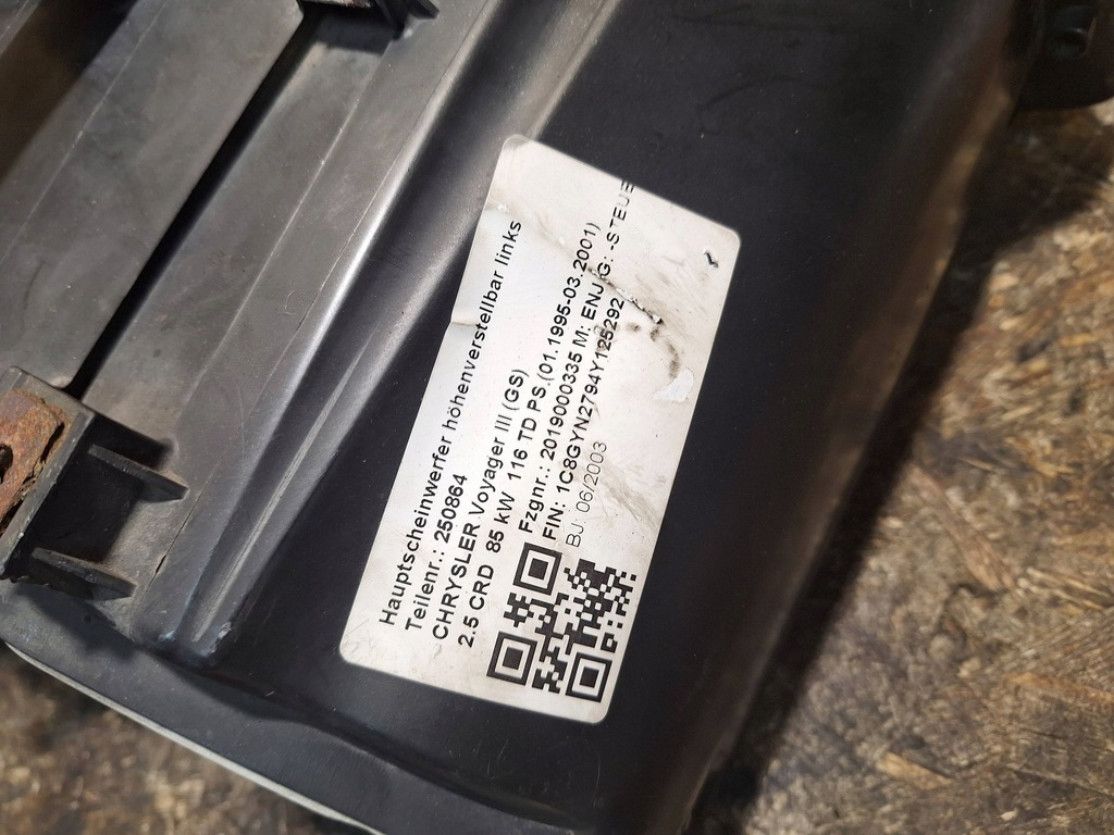 фото №9, Лампа левая перед chrysler voyager iv 01-04 europa 04857703ab