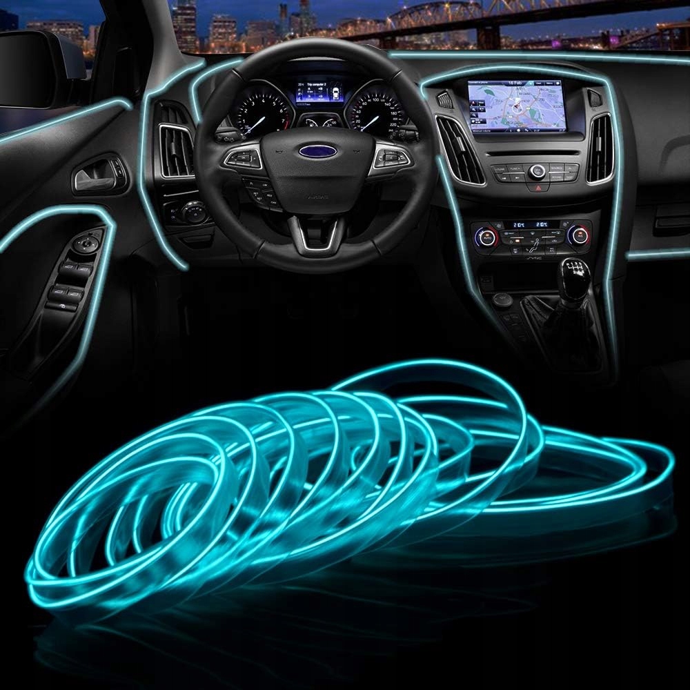 5m світловод  el wire led rgb стрічка ремінь освітлення салону usb 7 кольорів Зі Шроту