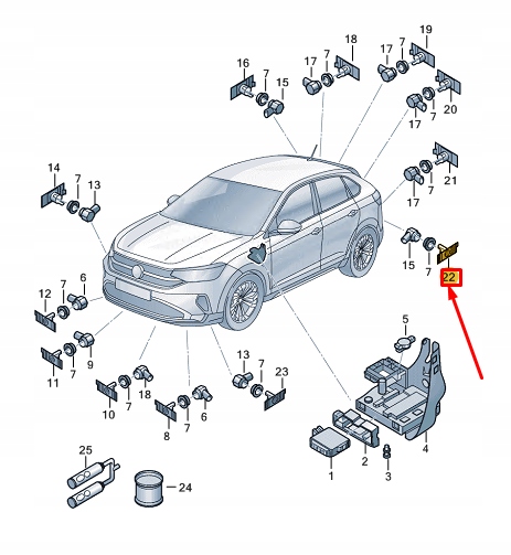 фото №1, Vw taigo cs rear left сторона бампер парковочный датчик кронштейн 2g5919397
