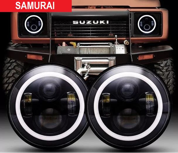 фото №1, Suzuki samurai лампы led 7'' кольца angel halo eyes дневные drl гомологация