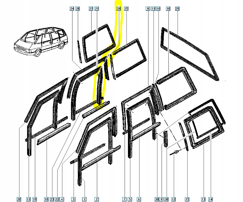 фото №11, Молдинг скло правий задня renault espace i 6025001358