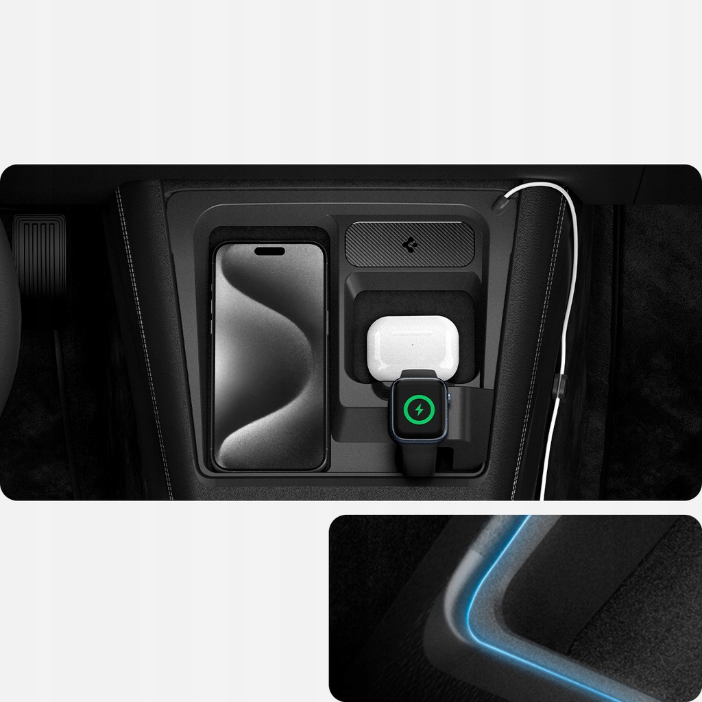 фото №11, Органайзер 3w1 do зарядное устройство bezprzewodowej do tesla model 3 highland, spigen
